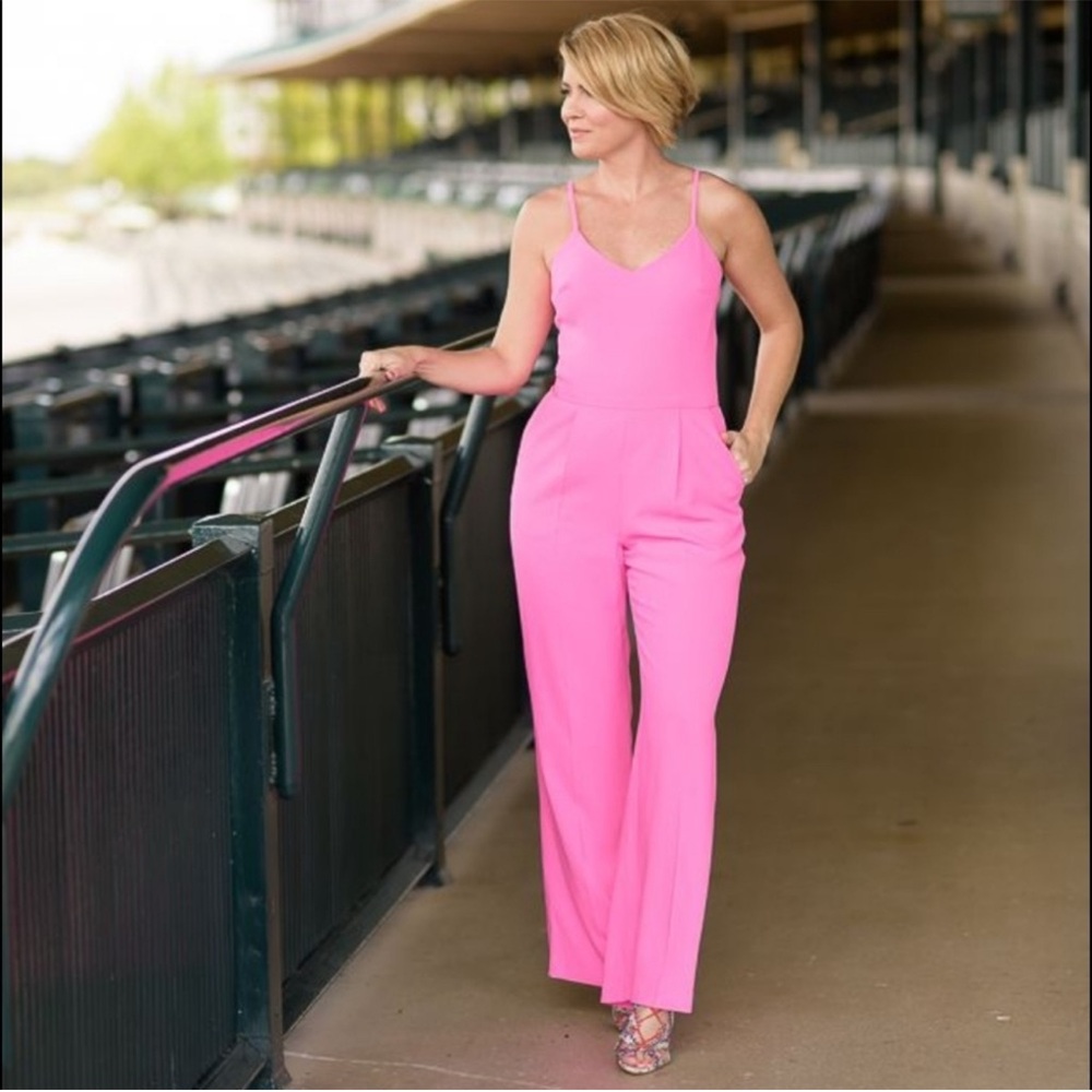 Trina Turk Zadie Jumpsuit in Flamingo Hot Pink NWT Size 2 Barbie Statement Y2K - Picture 7 of 15